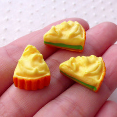 CLEARANCE Dollhouse Mango Cake Slice Cabochons (3pcs / 13mm x 17mm / Flatback) Kawaii 3D Miniature Sweets Decoden Phone Case Whimsical Decor FCAB328