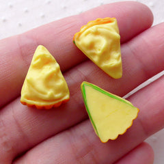 CLEARANCE Dollhouse Mango Cake Slice Cabochons (3pcs / 13mm x 17mm / Flatback) Kawaii 3D Miniature Sweets Decoden Phone Case Whimsical Decor FCAB328