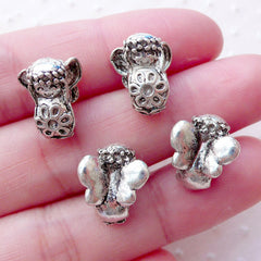 3D Little Fairy Girl Beads (4pcs / 11mm x 14mm / Tibetan Silver / 2 Sided) Fairytale Jewelry Large Hole Bead Slider Bead Bracelet CHM2120