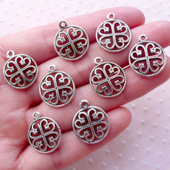 Round Circle Filigree Charms (8pcs / 15mm x 18mm / Tibetan Silver / 2 Sided) Pendant Earrings Bookmark Zipper Pulls Gift Decoration CHM2129