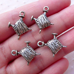 Yarn and Needle Charms / Knitting Charms / Ball of Wool Charm (4pcs / 16mm x 20mm / Tibetan Silver / 2 Sided) Mother Mom Mum Knitter CHM2126