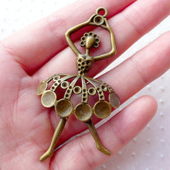 CLEARANCE Large Ballerina Charms Big Ballet Dancer Pendant (1pc / 34mm x 68mm / Antique Bronze) Necklace Key Ring Keychain Purse Handbag Charm CHM2146