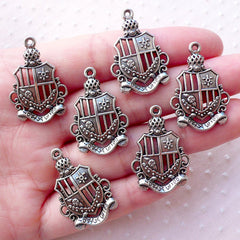 CLEARANCE School Badge Charms (6pcs / 19m x 29mm / Tibetan Silver) Earrings Pendant Necklace Brooch Bookmark Handbag Purse Zipper Pull Charm CHM2156