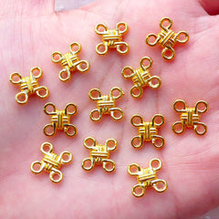 Chinese Knot Charms / Mini Oriental Knot Links (12pcs / 10mm / Gold / 2 Sided) Necklace Bracelet Connector Everyday Jewelry Making CHM2154