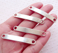 Long Stamping Tags Connector Charms / ID Tag Handstamping Blank / Engraving Tags (4pcs / 7mm x 44mm / Tibetan Silver) Bracelet Link CHM2165