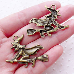 Witch Charms Pendant (3pcs / 37mm x 30mm / Antique Bronze) Halloween Party Supplies Fairy Tale Witchcraft Devil Demon Black Magic CHM2176