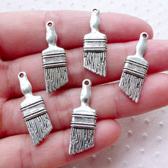 Paint Brush Charms Dollhouse Miniature Hand Tool Pendant (5pcs / 9mm x 27mm / Tibetan Silver / 2 Sided) Hardware Novelty Fathers Day CHM2185