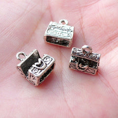 Treasury Box Charms Pirate Treasure Chest Pendant (7pcs / 10mm x 11mm / Tibetan Silver / 2 Sided) Whimsy Whimsical Novelty Jewellery CHM2199