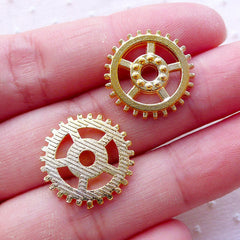 Small Gear Charm Clockwork Gearwheel Link (8pcs / 17mm / Gold) Watch Gear Parts Clock Wheel Mechanical Cogwheel Steampunk Decoration CHM2222
