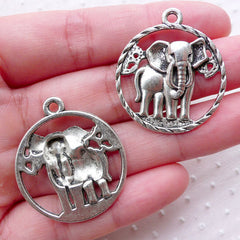 African Elephant Charms (2pcs / 28mm x 32mm / Tibetan Silver) Exotic Animal Necklace Earrings Pendant Safari Baby Shower Decoration CHM2233