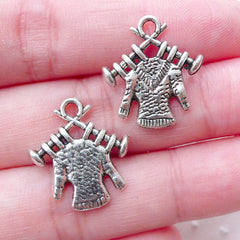 Sweater Knitting Charms / Knitted Sweater Pendant (4pcs / 17mm x 19mm / Tibetan Silver / 2 Sided) Mothers Day Charm Gift for Knitter CHM2236