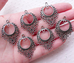 Silver Charm Hanger / Multi Charms Holder (6pcs / 24mm x 33mm / Tibetan Silver) Earring Components Necklace Pendant Jewelry Findings CHM2245