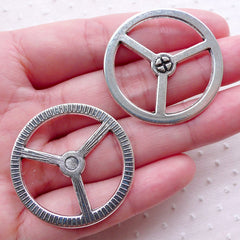 Large Gear Charm Clockwork Cogwheel Link (2pcs / 34mm / Tibetan Silver) Steampunk Gearwheel Clock Gear Parts Mechanical Watch Wheel CHM2247
