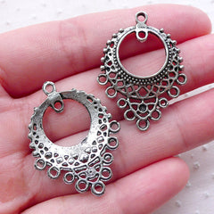 Silver Charm Hanger / Multi Charms Holder (6pcs / 24mm x 33mm / Tibetan Silver) Earring Components Necklace Pendant Jewelry Findings CHM2245