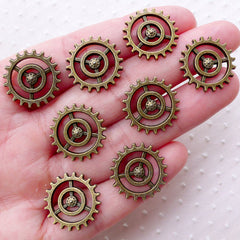 Steampunk Gear Charm (8pcs / 18mm / Antique Bronze) Small Clockwork Cog Wheel Gearwheel Mechanical Watch Gear Clock Parts Decoration CHM2248