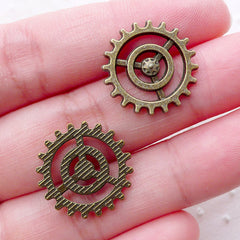 Steampunk Gear Charm (8pcs / 18mm / Antique Bronze) Small Clockwork Cog Wheel Gearwheel Mechanical Watch Gear Clock Parts Decoration CHM2248