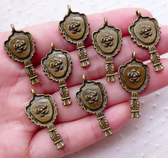 Victorian Hand Mirror Charms (8pcs / 14mm x 29mm / Antique Bronze / 2 Sided) Vintage Fashion Lady Beauty Kawaii Lolita Jewellery CHM2263