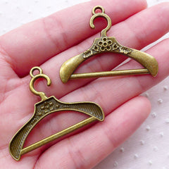 Cloth Hanger Charms (5pcs / 38mm x 30mm / Antique Bronze) Fashion Designer Gift Clothes Clothing Novelty Whimsy Miniature Dollhouse CHM2265