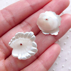 Acrylic Lily Beads / ABS Flower Pearl Cabochon / Ivory Flower Cup / Flower Cap (15pcs / 19mm x 18mm / Cream White) Floral Jewellery PES100