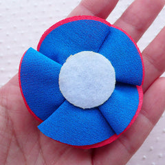 Pom Pom Puff Flowers / Fabric Floral Applique (2pcs / 5.5cm / Blue & Pink) Bouquets Toddler Headbands Baby Hair Bows Shoe Clip Making B201