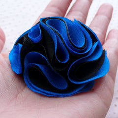 Fabric Pom Pom Flowers / Puff Floral Applique (2pcs / 5.5cm / Blue & Black) Boutonniere Lapel Flower Hair Accessories Headbands Making B202