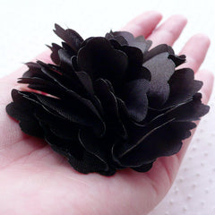 Black Satin Flower Applique / Black Fabric Flowers (1 piece / 8cm) Toddler Hairbows Baby Headband Hair Flower Floral Decoration B205