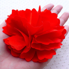 Large Satin Flower Applique / Big Fabric Flowers (1 piece / 9cm / Red) Wedding Decoration Bridal Baby Hair Bows Toddler Headband Making B194