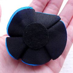 Fabric Pom Pom Flowers / Puff Floral Applique (2pcs / 5.5cm / Blue & Black) Boutonniere Lapel Flower Hair Accessories Headbands Making B202