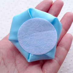 Satin Ribbon Rose Flower / Fabric Rose Applique (2pcs / 5.5cm / Baby Blue) Floral Headbands Boutonniere Brooch Rose Hair Bows Making B215