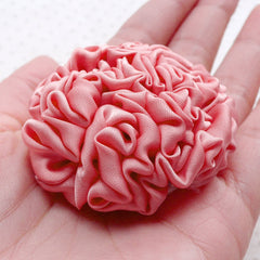 Satin Flower Rosette / Fabric Floral Applique (1 piece / 5.5cm / Salmon Pink) Wedding Bouquet Making Floral Brooch Flower Embellishment B232