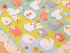 Alpaca and Sheep Puffy Sticker (1 Sheet) Kawaii Animal Scrapbooking Gift Wrap Packaging Diary Deco Collage Card Making Party Decoration S287