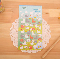 Alpaca and Sheep Puffy Sticker (1 Sheet) Kawaii Animal Scrapbooking Gift Wrap Packaging Diary Deco Collage Card Making Party Decoration S287