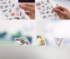 Transparent Cat Sticker (6 Sheets) Cute Animal Kitty Kitten Scrapbooking Journal Diary Decoration Gift Packaging Card Making Home Decor S291