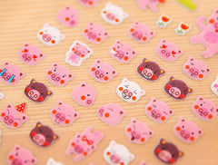 CLEARANCE Pig Puffy Sticker (1 Sheet) Cute Scrapbook Animal Decoration Journal Diary Deco Home Decor Kawaii Card Embellishment Stationery Supply S292