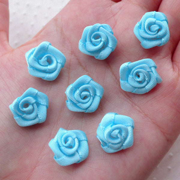SATIN ROSE HAIR CLAW LIGHT BLUE SATIN ROSE HAIR CLAW LIGHT BLUE