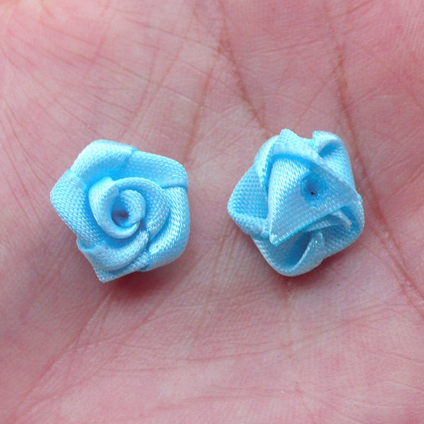 Small Rose Flower Applique / Little Fabric Flowers / Satin Ribbon Rose ...