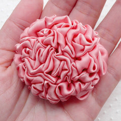 Satin Flower Rosette / Fabric Floral Applique (1 piece / 5.5cm / Salmon Pink) Wedding Bouquet Making Floral Brooch Flower Embellishment B232