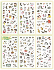 Transparent Cat Sticker (6 Sheets) Cute Animal Kitty Kitten Scrapbooking Journal Diary Decoration Gift Packaging Card Making Home Decor S291