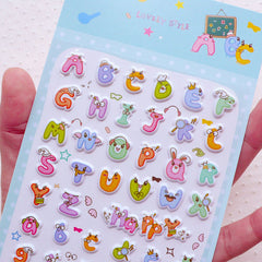Alphabet Puffy Sticker / English Letters Sticker (1 Sheet) Scrapbooking Journal Deco Diary Decoration Card Embellishment Home Decor S294