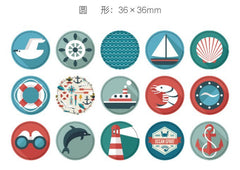 CLEARANCE Nautical Sticker / Boat Anchor Ship Wheel Lighthouse Marine Life Sticker (45pcs) Seal Label Favor Packaging Home Decor Party Decoration S303