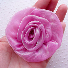 Big Polyester Flower Applique / Large Shiny Fabric Floral Applique (1 piece / 7cm / Purple) Wedding Flower Decoration Sewing Supplies B258