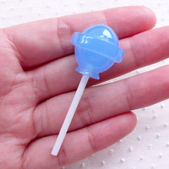 Blue Raspberry Lollipop Cabochon (1 piece / 21mm x 54mm / 3D) Fake Sweets Deco Faux Candy Pop Kawaii Decoden Phone Case Decoration FCAB355