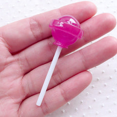 Fake Lollipop Candy Pop Cabochon (1 piece / 21mm x 54mm / Purple / 3D) Faux Sweets Decoden Phone Case Kawaii Decoration Scrapbook FCAB356