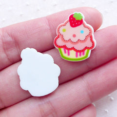 Acrylic Cupcake Cabochons (4pcs / 17mm x 20mm / Mix / Flat Back) Kawaii Sweets Embellishment Cell Phone Deco Cute Decoden Supplies FCAB350