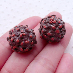 Chocolate Truffles w/ Hazelnuts Cabochon (2pcs / 19mm x 15mm / 3D) Faux Candy Imitation Food Kawaii Sweets Deco Whimsy Embellishment FCAB367