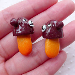 Kawaii Chocolate Bear with Cracker / 3D Chocoroom Cabochon (2pcs / 18mm x 25mm) Faux Food Craft Candy Decoden Fake Sweets Decoration FCAB373
