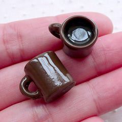 Dollhouse Hot Chocolate Cabochons (2pcs / 16mm x 13mm / Brown) Kawaii Miniature Cup Charms Whimsical Sweets Jewellery Cute Decoden FCAB393
