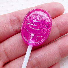 CLEARANCE Girl Lollipop Cabochon (1 piece / 19mm x 61mm / Purple / 3D) Imitation Food Craft Fake Candy Faux Sweets Deco Whimsy Decoration FCAB398