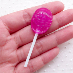 CLEARANCE Girl Lollipop Cabochon (1 piece / 19mm x 61mm / Purple / 3D) Imitation Food Craft Fake Candy Faux Sweets Deco Whimsy Decoration FCAB398