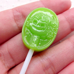 CLEARANCE Fake Lollipop Cabochon (1 piece / 19mm x 61mm / Green Apple / 3D) Imitation Candy Craft Fake Food Faux Sweets Whimsical Decoration FCAB399
